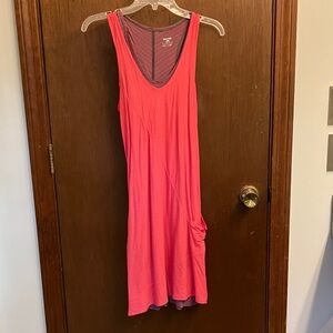 Horny Toad Gray and Pink Striped 2-Piece Dress with Pocket